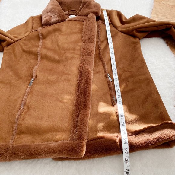 Style & Co NWOT Faux Fur Shearling Jacket Fur Lined 2 Zip Pockets Brown Sz 0X - Picture 5 of 8